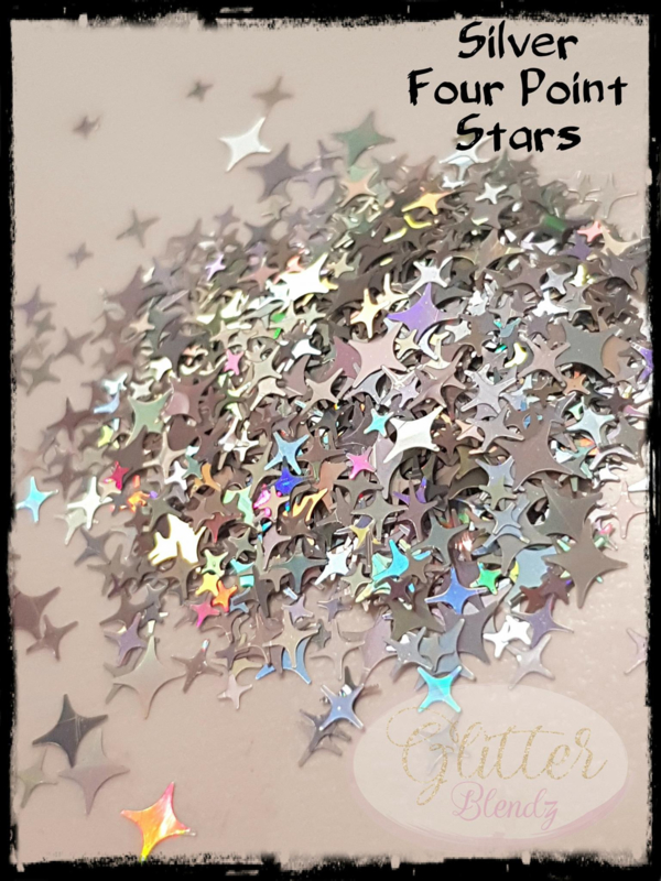 Glitter Blendz - Silver Four Point Stars