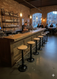 Industriele Necchi barkrukken metaal zitting Hout