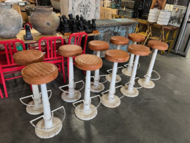 Industriele Necchi barkrukken metaal zitting Leer Cognac