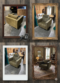 Fauteuil Woood/Bepure Olijfgroen Ecoleer in zeer goede staat