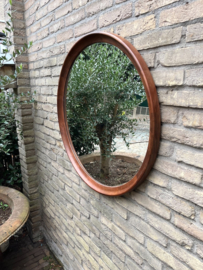 Nieuwe Handcraft Wooden Mirror/Spiegel Uniek diameter 80 cm