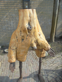 Sculptuur Boomstronk Man hout/ijzer gesigneerd