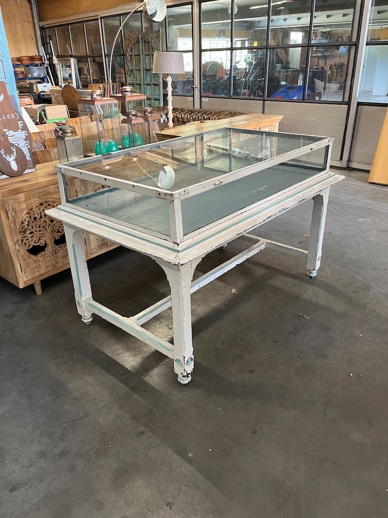 Zeer Unieke Antieke Vitrine/Toonbank/Vitrinetafel uit Winkel