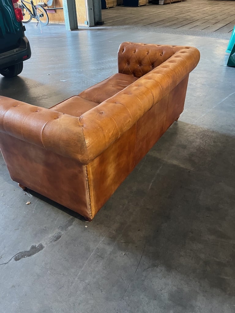 Leren Chesterfield bank Kleur Cognac 190 cm breed