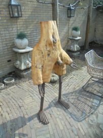 Sculptuur Boomstronk Man hout/ijzer gesigneerd