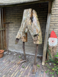 Sculptuur Boomstronk Man hout/ijzer gesigneerd zeer Uniek