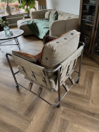 Unieke Design Rolling Metal Cowhide Chair zeer zeldzaam