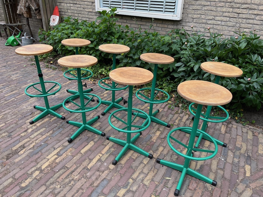 Unieke Dykmeyer Industriele/Vintage Barkrukken 79 cm hoog