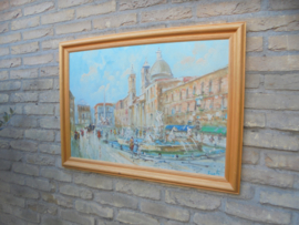 Fraai schilderij Piazza Navona in Rome