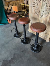 Industriele Necchi barkrukken metaal zitting Leer Cognac