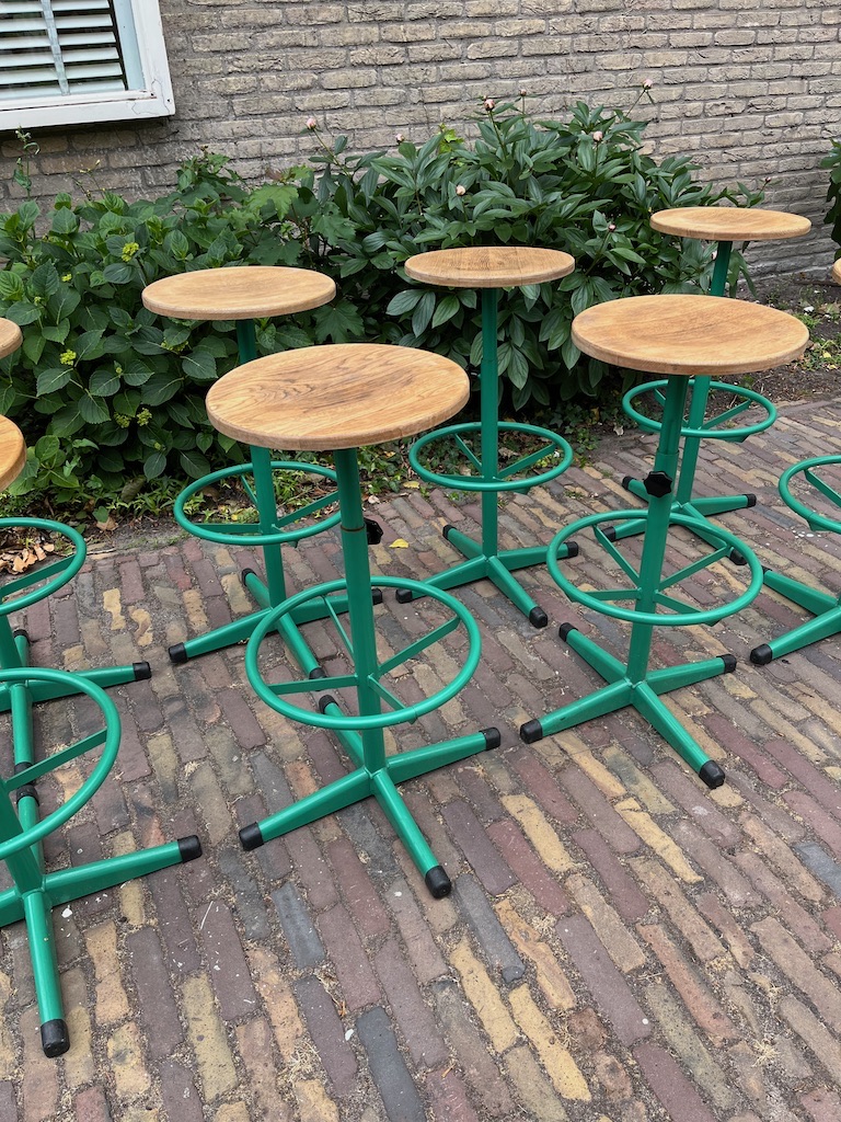 Unieke Dykmeyer Industriele/Vintage Barkrukken 79 cm hoog