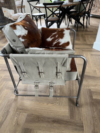 Unieke Design Rolling Metal Cowhide Chair zeer zeldzaam