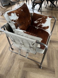 Unieke Design Rolling Metal Cowhide Chair zeer zeldzaam