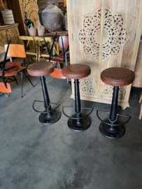 Industriele Necchi barkrukken metaal zitting Leer Cognac