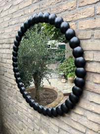 Nieuwe Handcraft Wooden Mirror/Spiegel Uniek diameter 90 cm