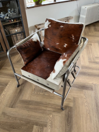 Unieke Design Rolling Metal Cowhide Chair zeer zeldzaam