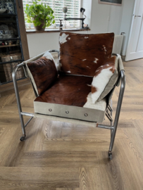 Unieke Design Rolling Metal Cowhide Chair zeer zeldzaam