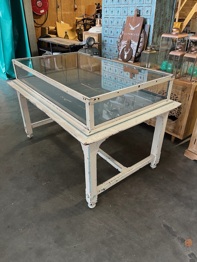 Zeer Unieke Antieke Vitrine/Toonbank/Vitrinetafel uit Winkel