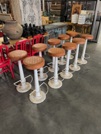 Industriele Necchi barkrukken metaal zitting Leer Cognac