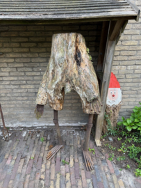 Sculptuur Boomstronk Man hout/ijzer gesigneerd zeer Uniek