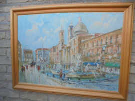 Fraai schilderij Piazza Navona in Rome