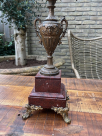 2 Antieke Franse Empire Kandelaars Marmer met Brons verguld