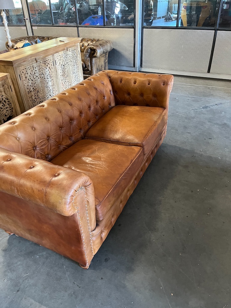 Leren Chesterfield bank Kleur Cognac 190 cm breed