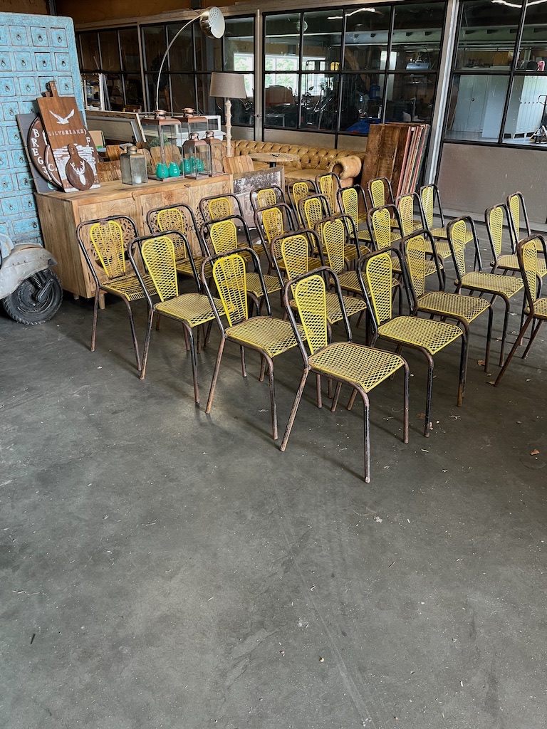 Zeer Unieke Metalen Stoelen Jaren 50 Ontwerp Rene Malaval