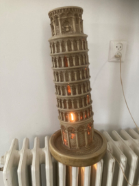 Antieke Albasten Lamp Toren van Pisa Italie groot exemplaar