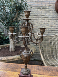 2 Antieke Franse Empire Kandelaars Marmer met Brons verguld