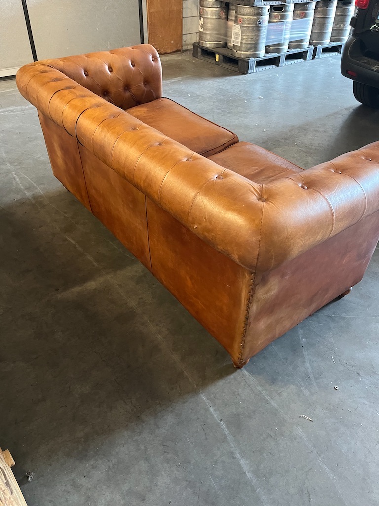 Leren Chesterfield bank Kleur Cognac 190 cm breed