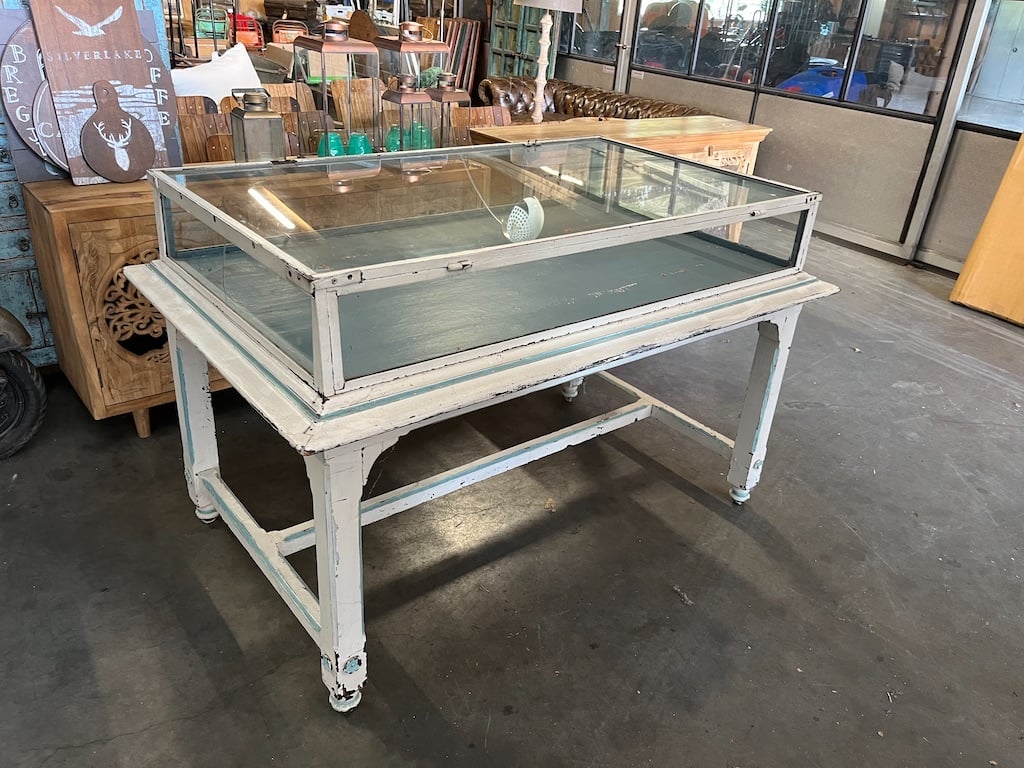 Zeer Unieke Antieke Vitrine/Toonbank/Vitrinetafel uit Winkel