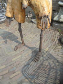 Sculptuur Boomstronk Man hout/ijzer gesigneerd