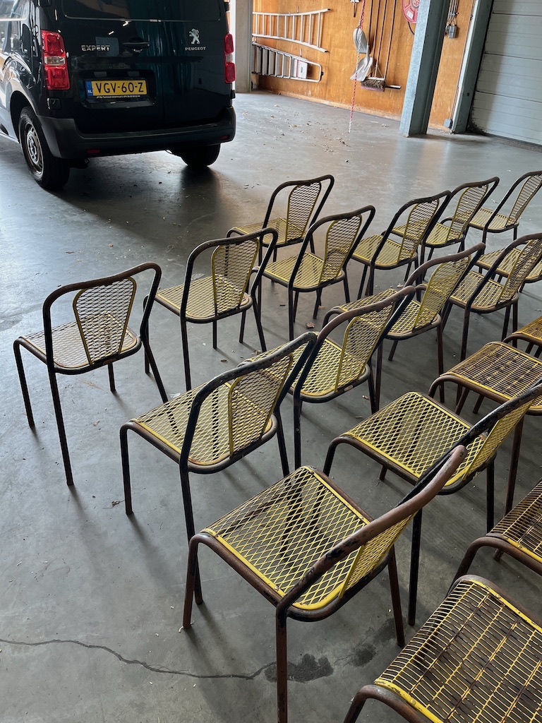 Zeer Unieke Metalen Stoelen Jaren 50 Ontwerp Rene Malaval