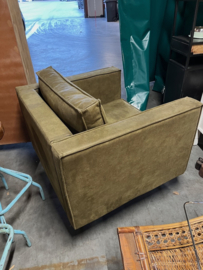 Fauteuil Woood/Bepure Olijfgroen Ecoleer in zeer goede staat