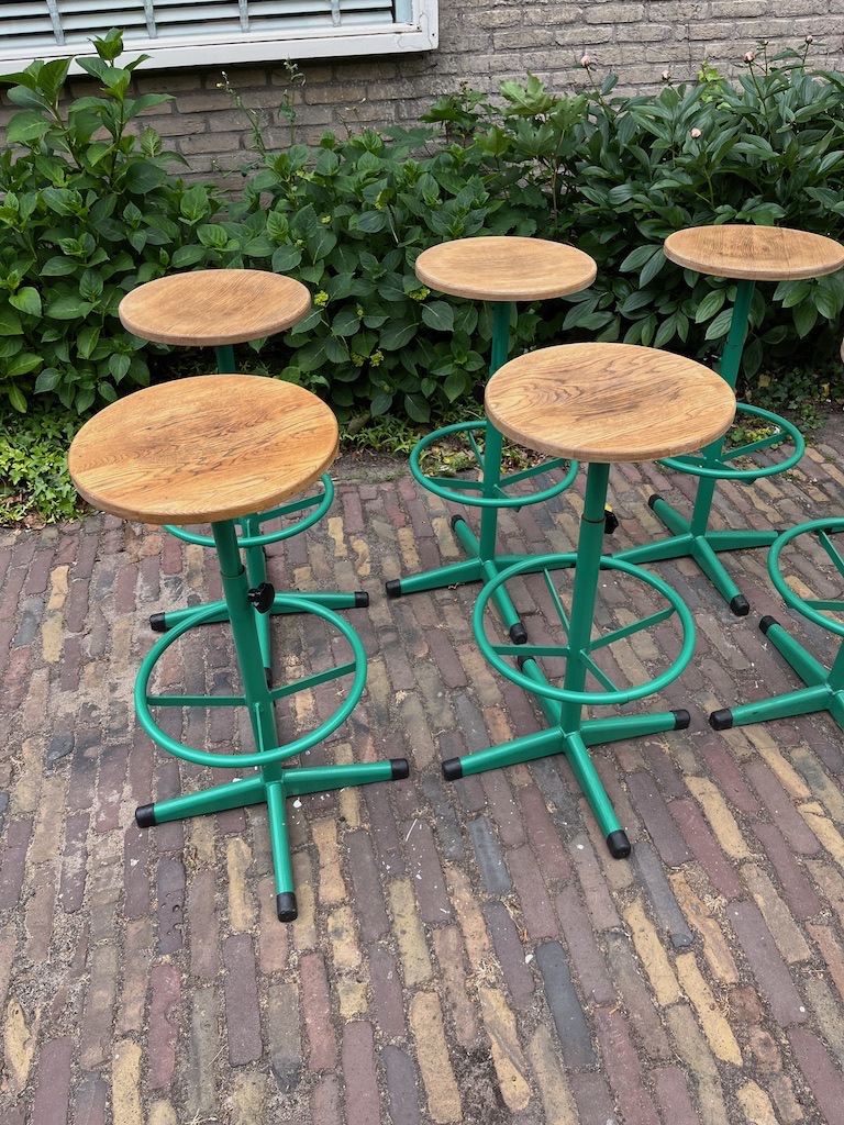 Unieke Dykmeyer Industriele/Vintage Barkrukken 79 cm hoog