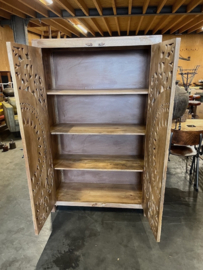 Handgesneden Kast uit India Uniek exemplaar Ibiza/Boho Nieuw