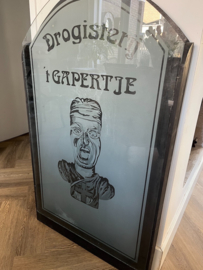 Zeer fraai geetst glazen raam Apotheker 't Gapertje