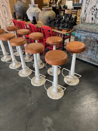 Industriele Necchi barkrukken metaal zitting Leer Cognac