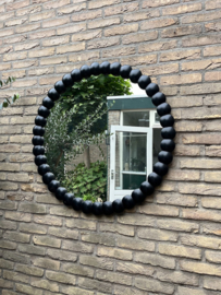 Nieuwe Handcraft Wooden Mirror/Spiegel Uniek diameter 90 cm
