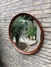 Nieuwe Handcraft Wooden Mirror/Spiegel Uniek diameter 80 cm