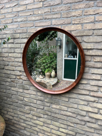 Nieuwe Handcraft Wooden Mirror/Spiegel Uniek diameter 80 cm