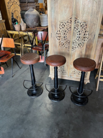 Industriele Necchi barkrukken metaal zitting Leer Cognac