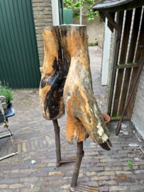 Sculptuur Boomstronk Man hout/ijzer gesigneerd zeer Uniek