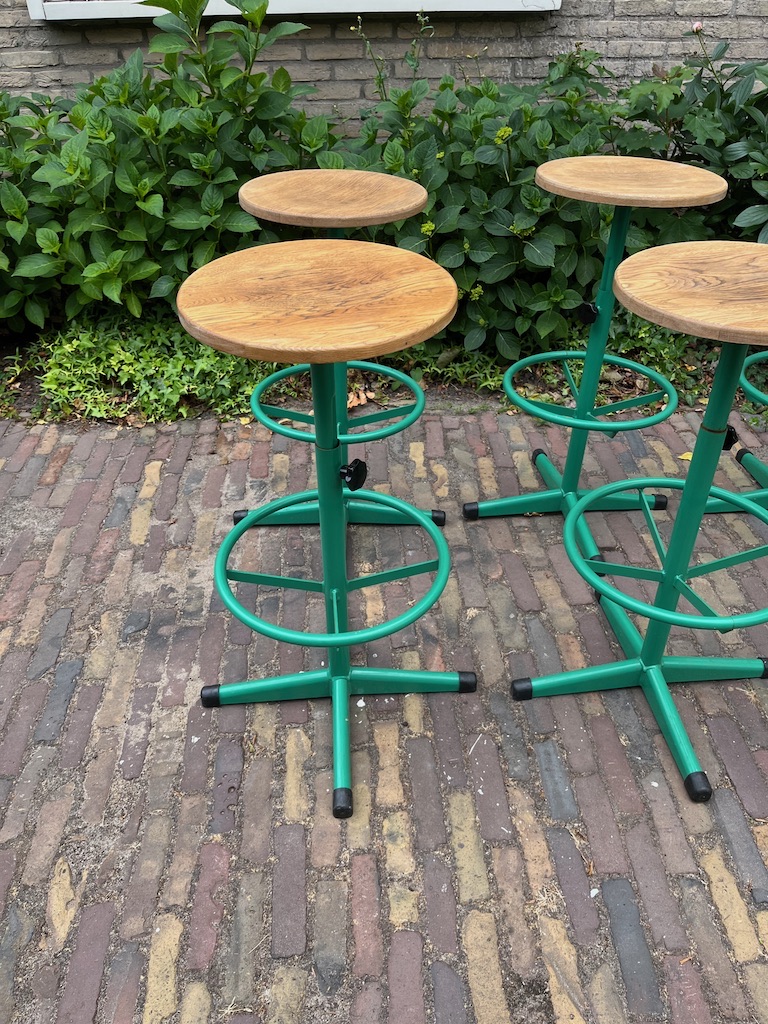Unieke Dykmeyer Industriele/Vintage Barkrukken 79 cm hoog