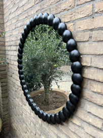 Nieuwe Handcraft Wooden Mirror/Spiegel Uniek diameter 90 cm