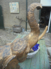 Antieke Houten Olifant Afkomstig uit India pracht exemplaar
