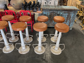 Industriele Necchi barkrukken metaal zitting Leer Cognac