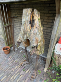 Sculptuur Boomstronk Man hout/ijzer gesigneerd zeer Uniek