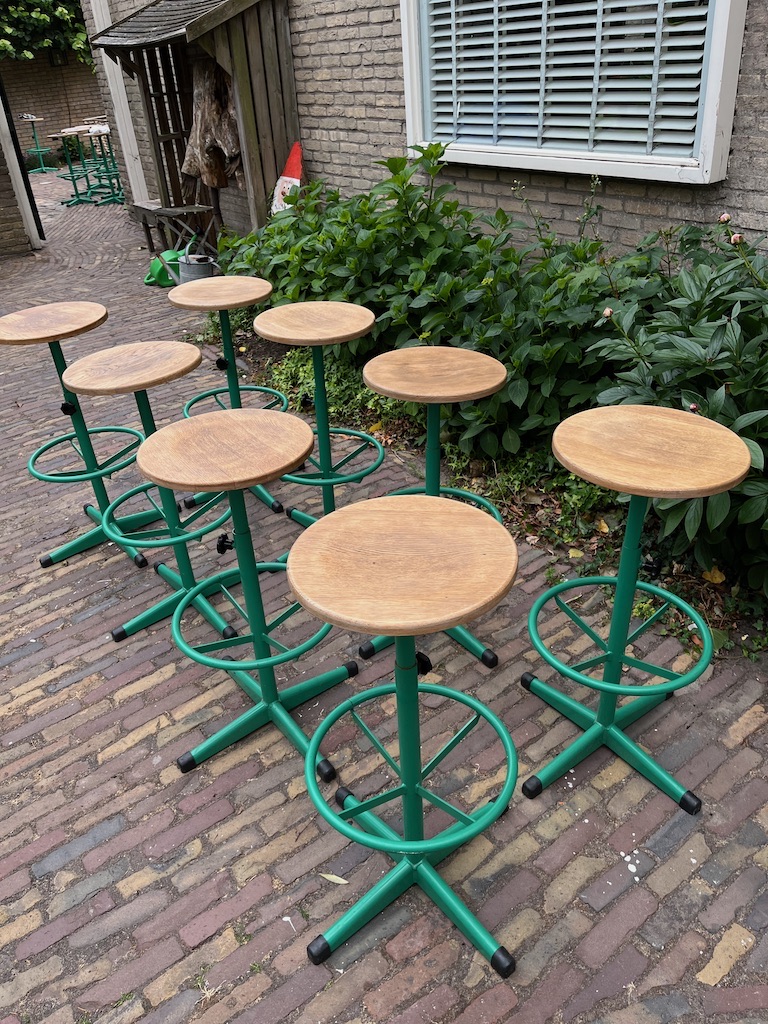Unieke Dykmeyer Industriele/Vintage Barkrukken 79 cm hoog